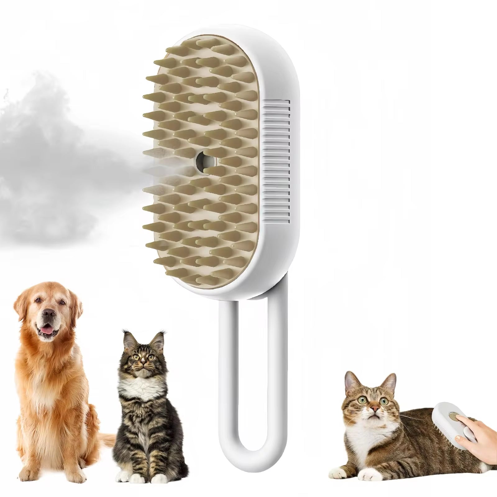 Ultimate 3-in-1 Pet Grooming Brush: Electric Spray Comb for Cats and Dogs with Massaging Action and Hair Removal Features