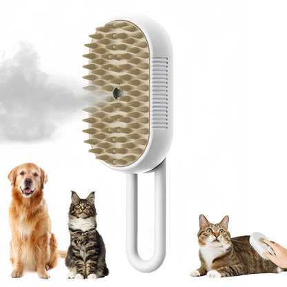 Ultimate 3-in-1 Pet Grooming Brush: Electric Spray Comb for Cats and Dogs with Massaging Action and Hair Removal Features